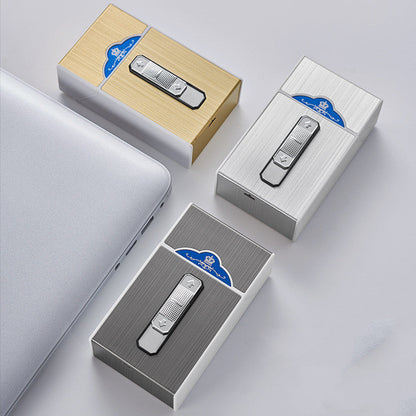 TitanGlow Metal USB Charging Lighter Case (Holds 20 Cigarette)