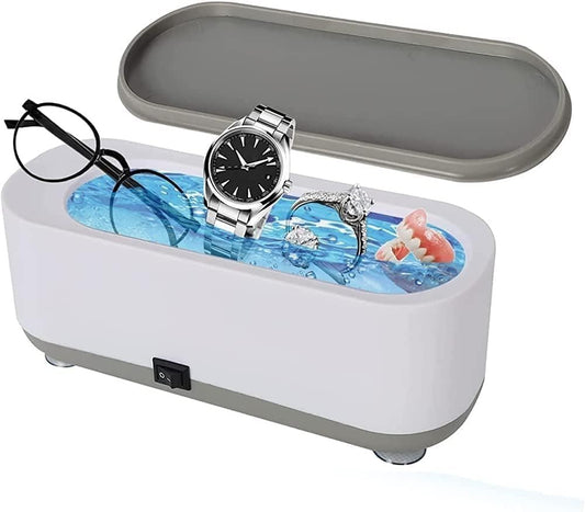Ultrasonic Jewelry Cleaner Portable Professional Mini Household Ultrasonic Cleaning Machine for Jewelry, Eyeglasses, Watches, Rings, Retainer, Coins Ultrasonic Vibration Machine