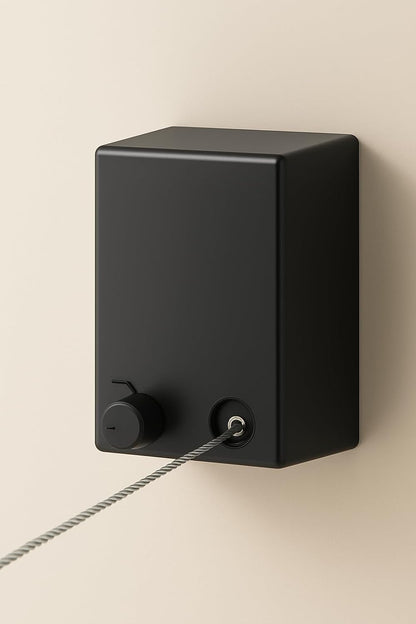 Retractable Clothesline Wall Mounted | Single Line 4.2 Meter Wire | Heavy Duty 20 Kg Load | Plastic & Metal | Bathroom, Balcony, Indoor Use (Black)