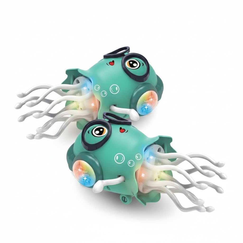 Sparshs Dancing Jellyfish Toy for Kids - Interactive Musical Crawling with LED Lights, 360° Rotation, Obstacle Avoidance - Educational Sensory for Baby Boys Girls 1+ Year Birthday Gift