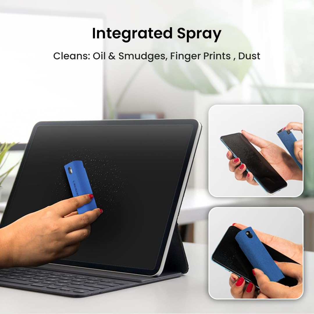 Portronics Swipe 2 Screen Cleaner & Duster with Refillable Spray Bottle, Chemical Free for Monitors & Laptop Screen, Smartphones & Tablets(Blue)