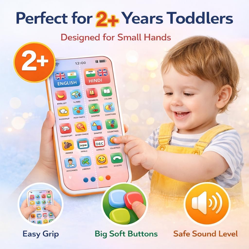 Neel Kids Mobile Phone Toy Kids Learning Musical Phone Toy with 28 Interactive Functions Hindi & English Toddler Learning Phone for Boys & Girls Age 2+