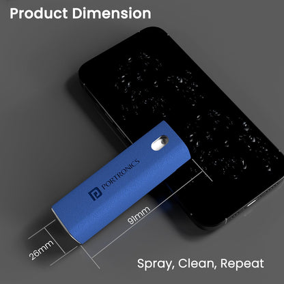 Portronics Swipe 2 Screen Cleaner & Duster with Refillable Spray Bottle, Chemical Free for Monitors & Laptop Screen, Smartphones & Tablets(Blue)