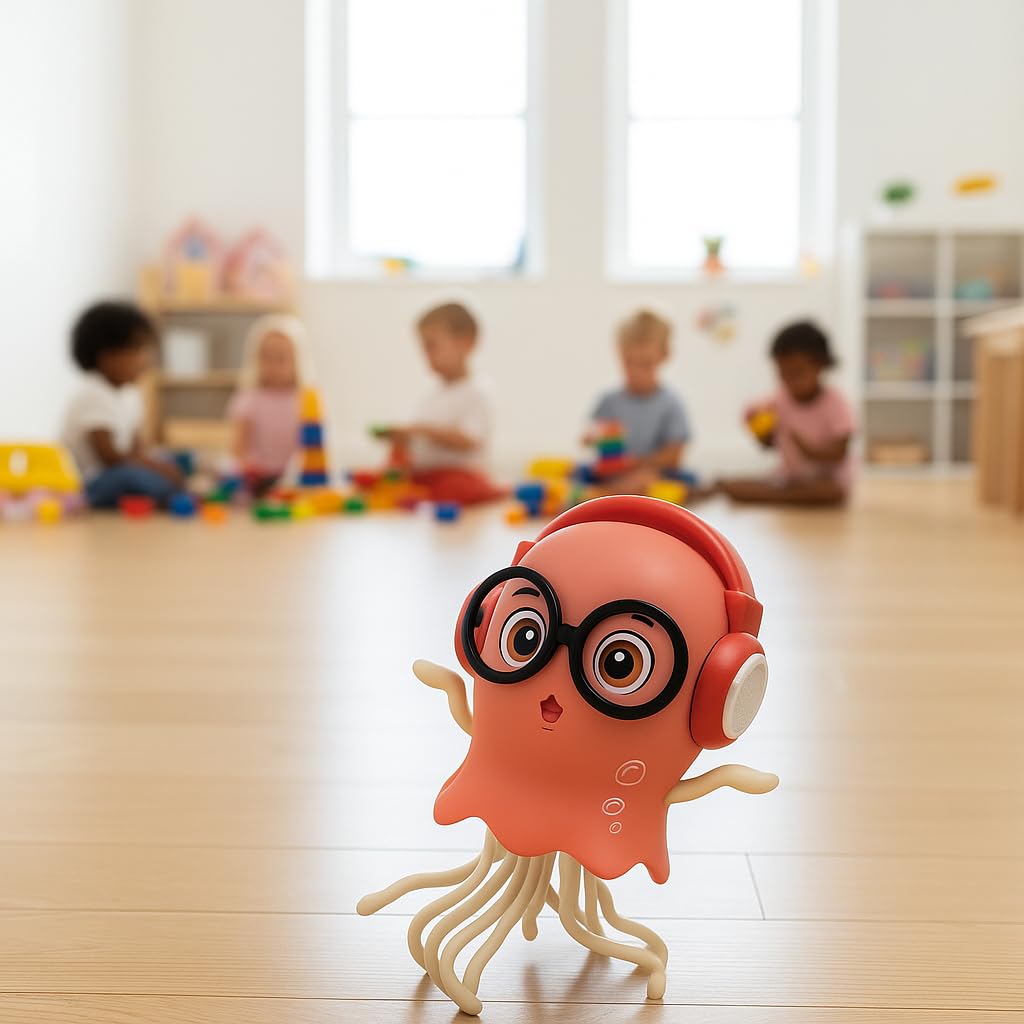 Sparshs Dancing Jellyfish Toy for Kids - Interactive Musical Crawling with LED Lights, 360° Rotation, Obstacle Avoidance - Educational Sensory for Baby Boys Girls 1+ Year Birthday Gift