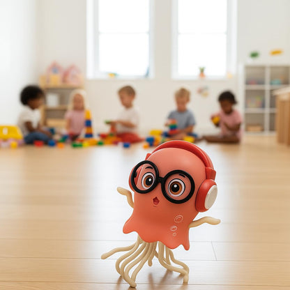 Sparshs Dancing Jellyfish Toy for Kids - Interactive Musical Crawling with LED Lights, 360° Rotation, Obstacle Avoidance - Educational Sensory for Baby Boys Girls 1+ Year Birthday Gift