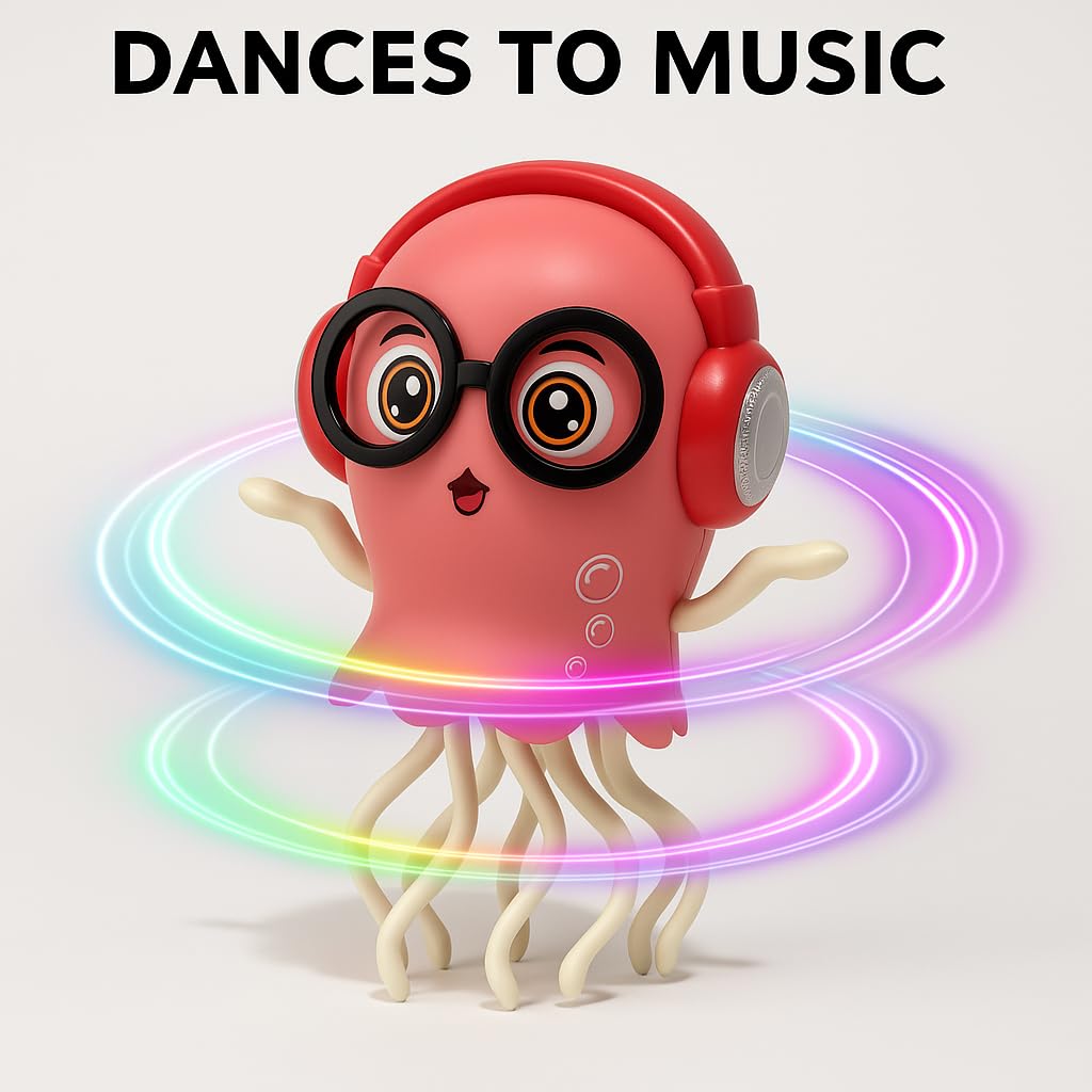 Sparshs Dancing Jellyfish Toy for Kids - Interactive Musical Crawling with LED Lights, 360° Rotation, Obstacle Avoidance - Educational Sensory for Baby Boys Girls 1+ Year Birthday Gift