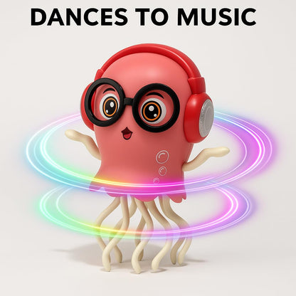 Sparshs Dancing Jellyfish Toy for Kids - Interactive Musical Crawling with LED Lights, 360° Rotation, Obstacle Avoidance - Educational Sensory for Baby Boys Girls 1+ Year Birthday Gift