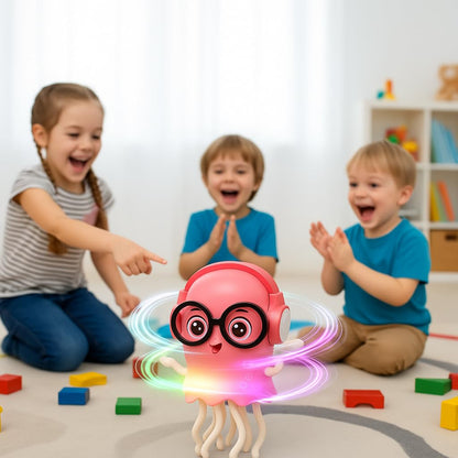 Sparshs Dancing Jellyfish Toy for Kids - Interactive Musical Crawling with LED Lights, 360° Rotation, Obstacle Avoidance - Educational Sensory for Baby Boys Girls 1+ Year Birthday Gift