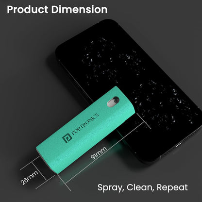 Portronics Swipe 2 Screen Cleaner & Duster with Refillable Spray Bottle, Chemical Free for Monitors & Laptop Screen, Smartphones & Tablets(Blue)