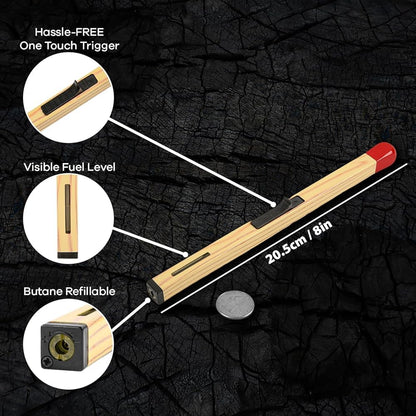 Sajani Match Stick Shaped Butane Lighter, Multipurpose Inflatable Long Handle Gas Burner, Gas Lighter for Kitchens, Smoking, Candles and Outdoor Use (Pack of 1) (Lighter)