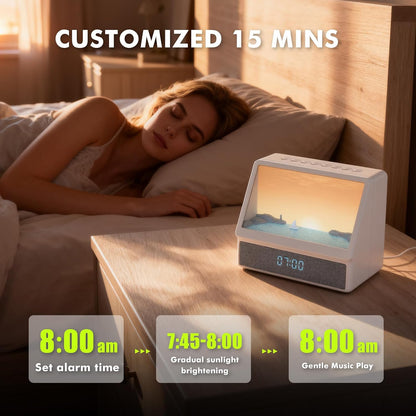 Flymiro Sunrise Alarm Clock with Wake Up Light | White Noise Machine, Bluetooth Speaker