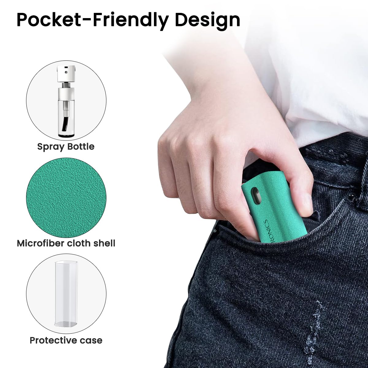 Portronics Swipe 2 Screen Cleaner & Duster with Refillable Spray Bottle, Chemical Free for Monitors & Laptop Screen, Smartphones & Tablets(Blue)