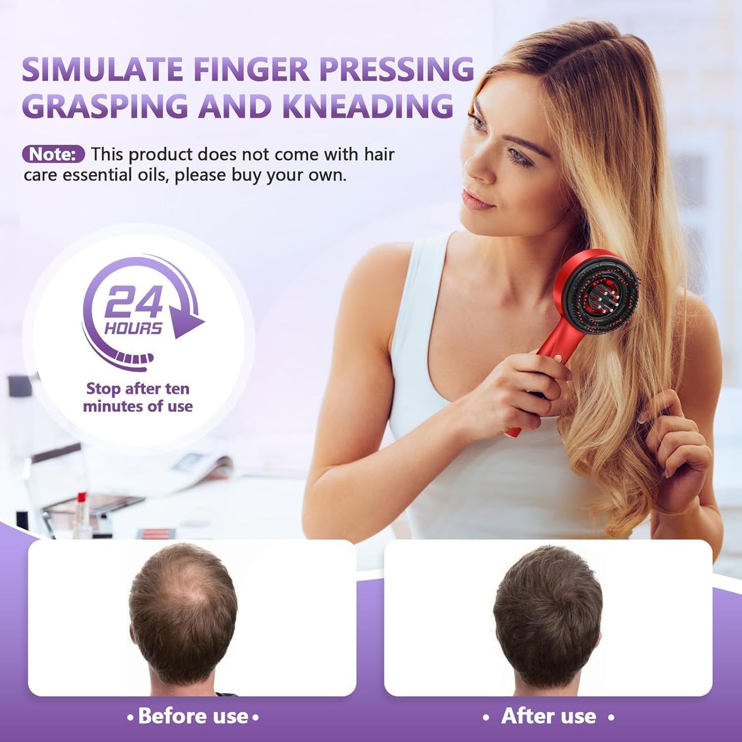 Electric Scalp Massager Comb with Hair Oil Applicator, 2-in-1 Hair & Scalp Care Device, IPX7 Waterproof Deep Shiatsu Massage Brush, Portable Rechargeable Hair Growth Stimulator, Stress Relief & Relaxation Tool for Men & Women (Glacier White)