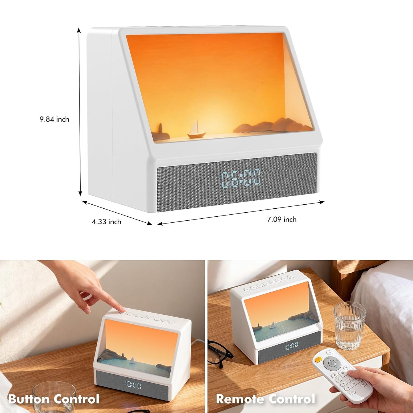 Flymiro Sunrise Alarm Clock with Wake Up Light | White Noise Machine, Bluetooth Speaker