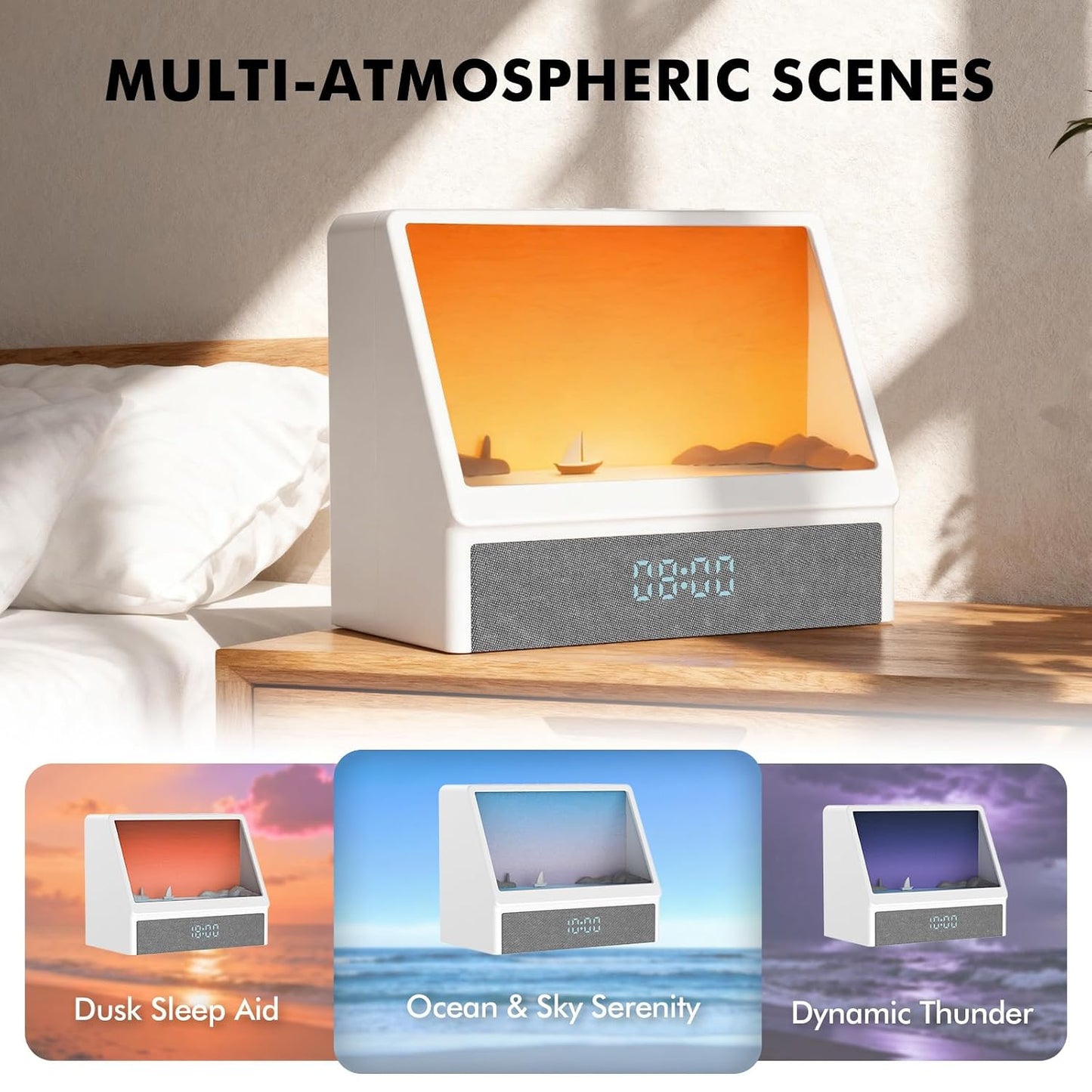 Flymiro Sunrise Alarm Clock with Wake Up Light | White Noise Machine, Bluetooth Speaker