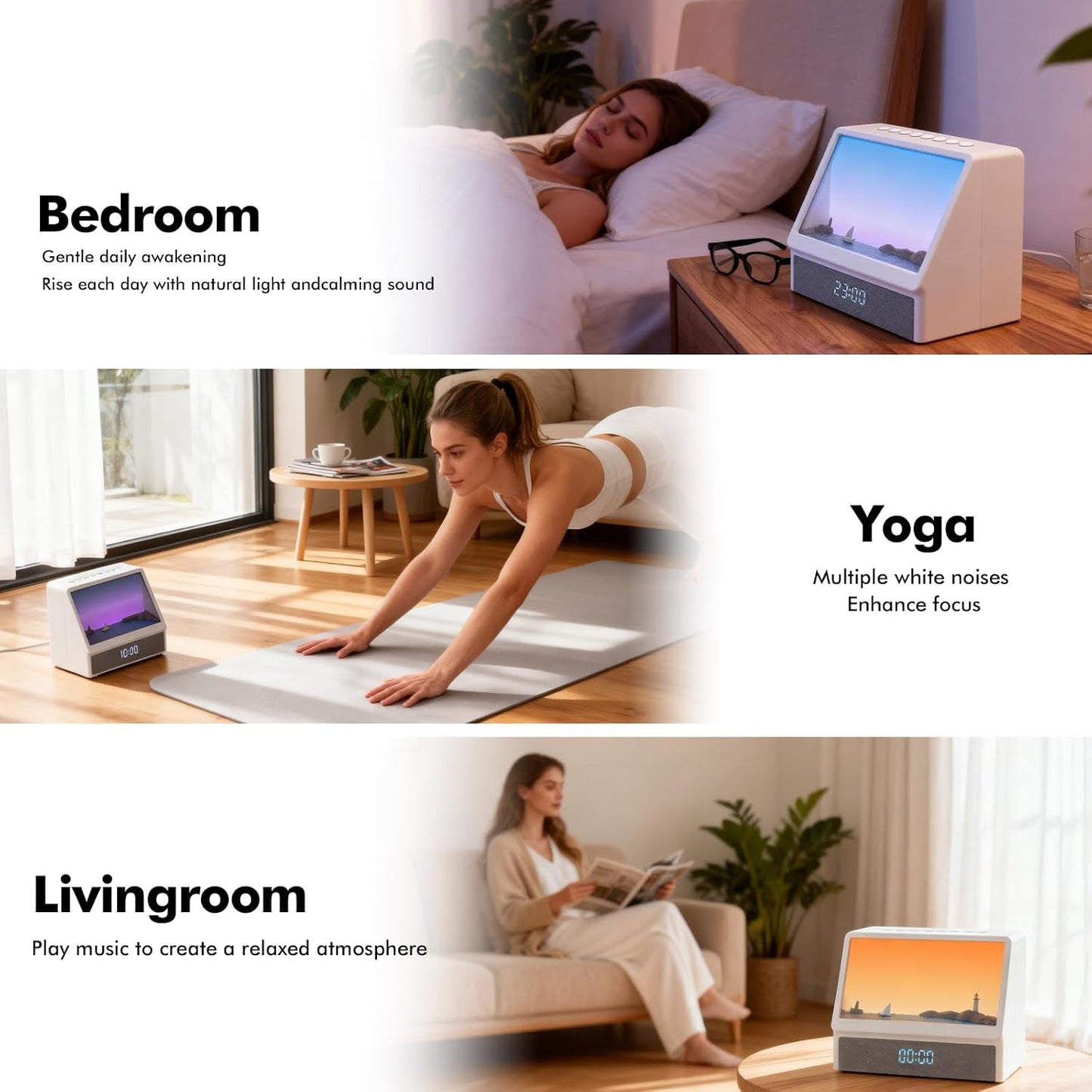 Flymiro Sunrise Alarm Clock with Wake Up Light | White Noise Machine, Bluetooth Speaker