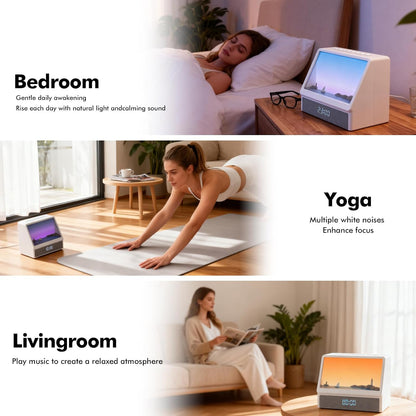 Flymiro Sunrise Alarm Clock with Wake Up Light | White Noise Machine, Bluetooth Speaker