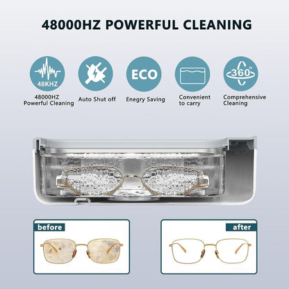 Ultrasonic Jewelry Cleaner Portable Professional Mini Household Ultrasonic Cleaning Machine for Jewelry, Eyeglasses, Watches, Rings, Retainer, Coins Ultrasonic Vibration Machine