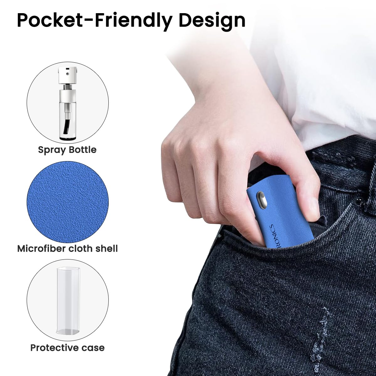 Portronics Swipe 2 Screen Cleaner & Duster with Refillable Spray Bottle, Chemical Free for Monitors & Laptop Screen, Smartphones & Tablets(Blue)