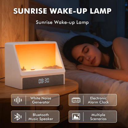 Flymiro Sunrise Alarm Clock with Wake Up Light | White Noise Machine, Bluetooth Speaker