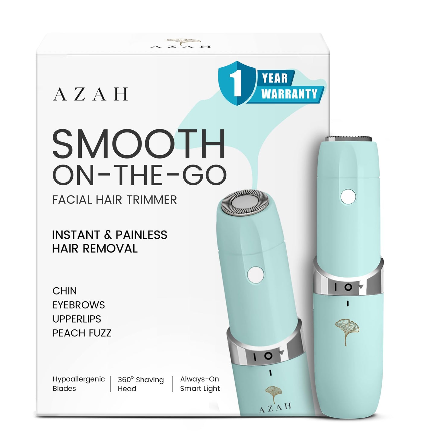 Azah Facial Hair Removal Machine | Electric Face Trimmer for Woman | Quick, Instant, Gentle & Painless Face Hair Remover for Women | Face, Upper Lips, Chin, Peach Fuzz and Eyebrow Trimmer