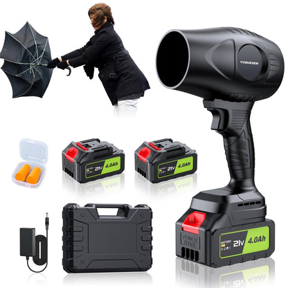 YUQUESEN 980,000 RPM Cordless Leaf Blower - 21V Electric Handheld Leaf Blower with 2×4.0Ah Batteries & Fast Charger - Lightweight for Patio, Lawn, Yard, Deck Cleaning - Light Black
