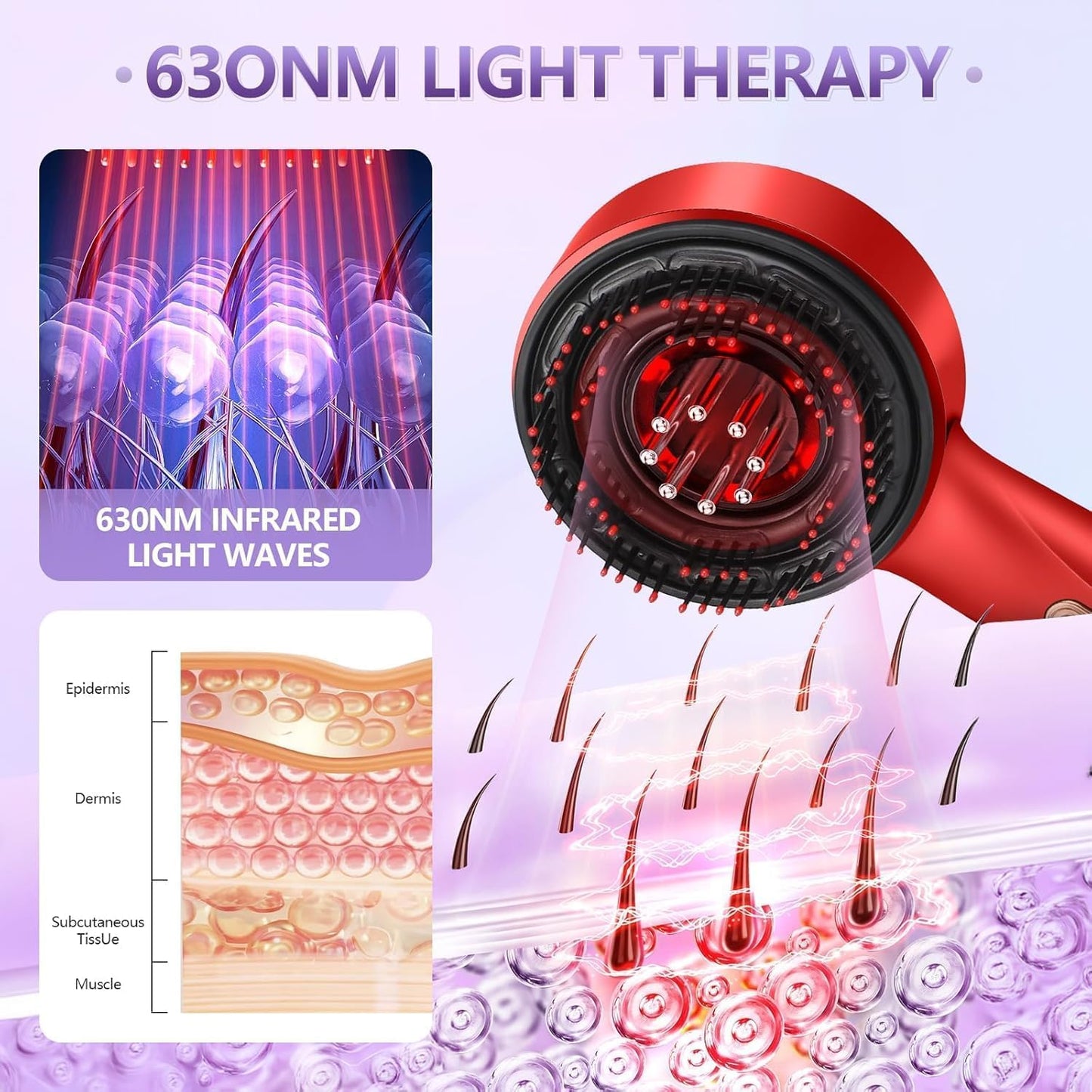 Electric Scalp Massager Comb with Hair Oil Applicator, 2-in-1 Hair & Scalp Care Device, IPX7 Waterproof Deep Shiatsu Massage Brush, Portable Rechargeable Hair Growth Stimulator, Stress Relief & Relaxation Tool for Men & Women (Glacier White)