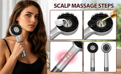 Electric Scalp Massager Comb with Hair Oil Applicator, 2-in-1 Hair & Scalp Care Device, IPX7 Waterproof Deep Shiatsu Massage Brush, Portable Rechargeable Hair Growth Stimulator, Stress Relief & Relaxation Tool for Men & Women (Glacier White)