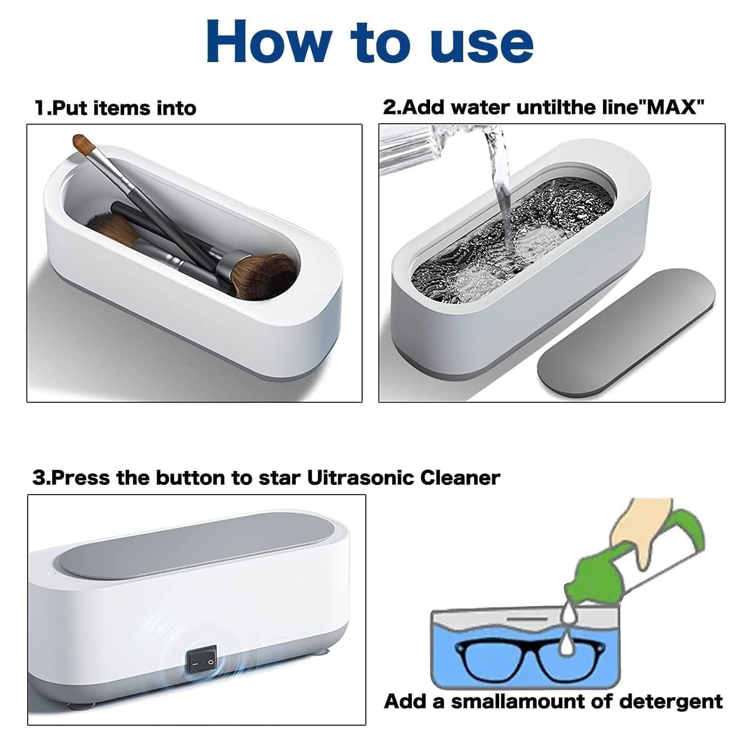 Ultrasonic Jewelry Cleaner Portable Professional Mini Household Ultrasonic Cleaning Machine for Jewelry, Eyeglasses, Watches, Rings, Retainer, Coins Ultrasonic Vibration Machine