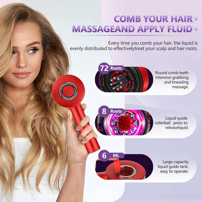 Electric Scalp Massager Comb with Hair Oil Applicator, 2-in-1 Hair & Scalp Care Device, IPX7 Waterproof Deep Shiatsu Massage Brush, Portable Rechargeable Hair Growth Stimulator, Stress Relief & Relaxation Tool for Men & Women (Glacier White)