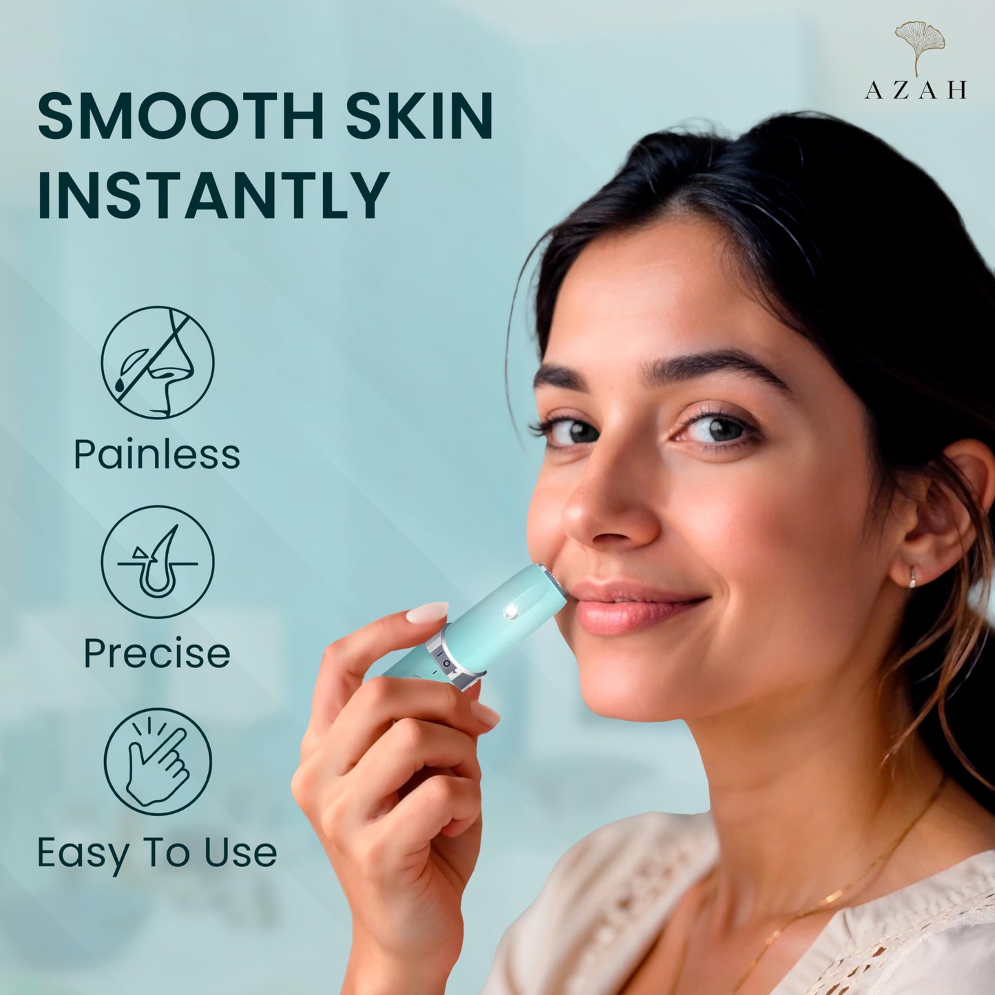 Azah Facial Hair Removal Machine | Electric Face Trimmer for Woman | Quick, Instant, Gentle & Painless Face Hair Remover for Women | Face, Upper Lips, Chin, Peach Fuzz and Eyebrow Trimmer