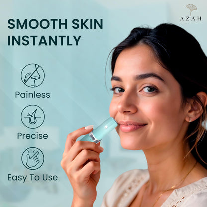 Azah Facial Hair Removal Machine | Electric Face Trimmer for Woman | Quick, Instant, Gentle & Painless Face Hair Remover for Women | Face, Upper Lips, Chin, Peach Fuzz and Eyebrow Trimmer