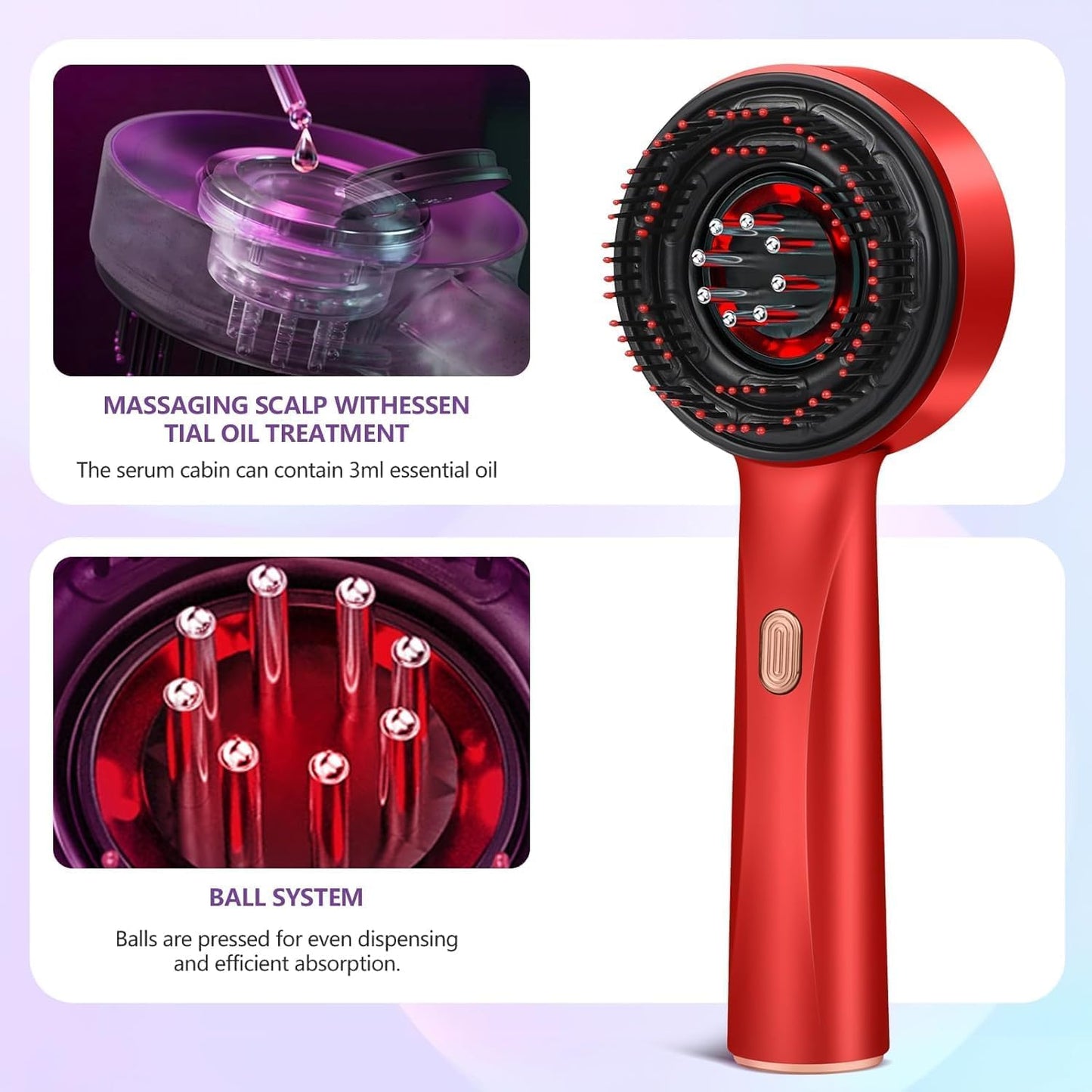 Electric Scalp Massager Comb with Hair Oil Applicator, 2-in-1 Hair & Scalp Care Device, IPX7 Waterproof Deep Shiatsu Massage Brush, Portable Rechargeable Hair Growth Stimulator, Stress Relief & Relaxation Tool for Men & Women (Glacier White)
