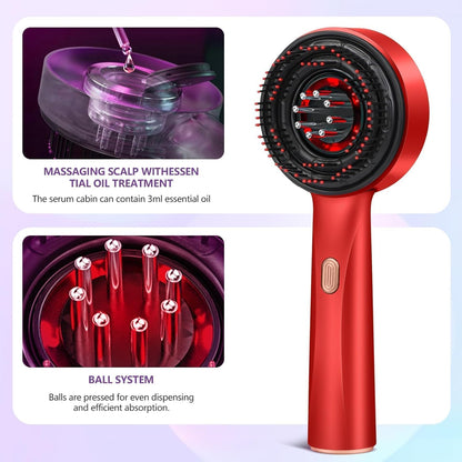Electric Scalp Massager Comb with Hair Oil Applicator, 2-in-1 Hair & Scalp Care Device, IPX7 Waterproof Deep Shiatsu Massage Brush, Portable Rechargeable Hair Growth Stimulator, Stress Relief & Relaxation Tool for Men & Women (Glacier White)