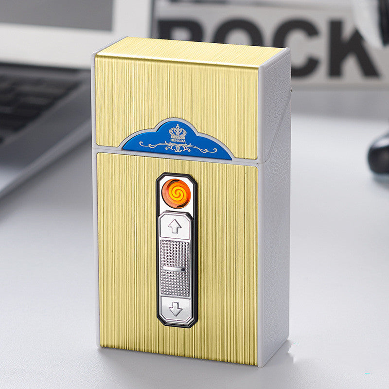 TitanGlow Metal USB Charging Lighter Case (Holds 20 Cigarette)