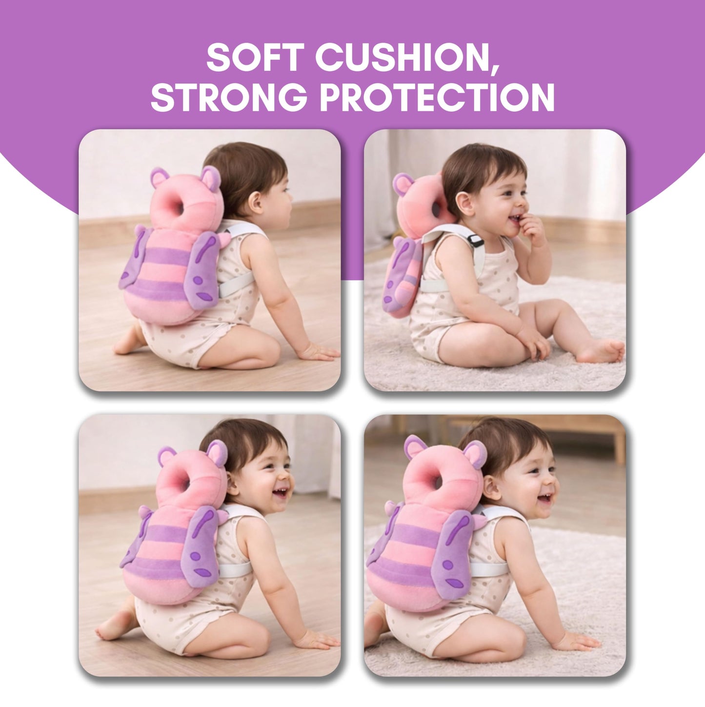 Baby Head Protector Backpack Cushion – Turtle Design | Anti-Fall Head Safety Pad for Babies | Soft Plush Toddler Head Protection Guard for Crawling & Walking (6–24 Months)
