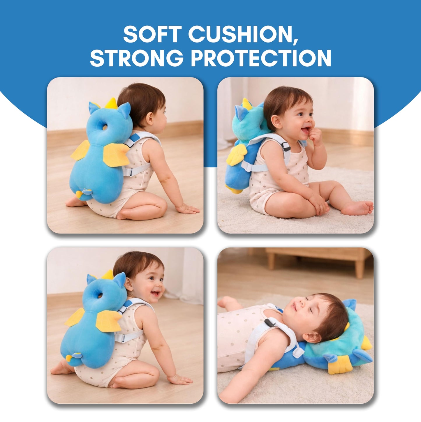 Baby Head Protector Backpack Cushion – Turtle Design | Anti-Fall Head Safety Pad for Babies | Soft Plush Toddler Head Protection Guard for Crawling & Walking (6–24 Months)
