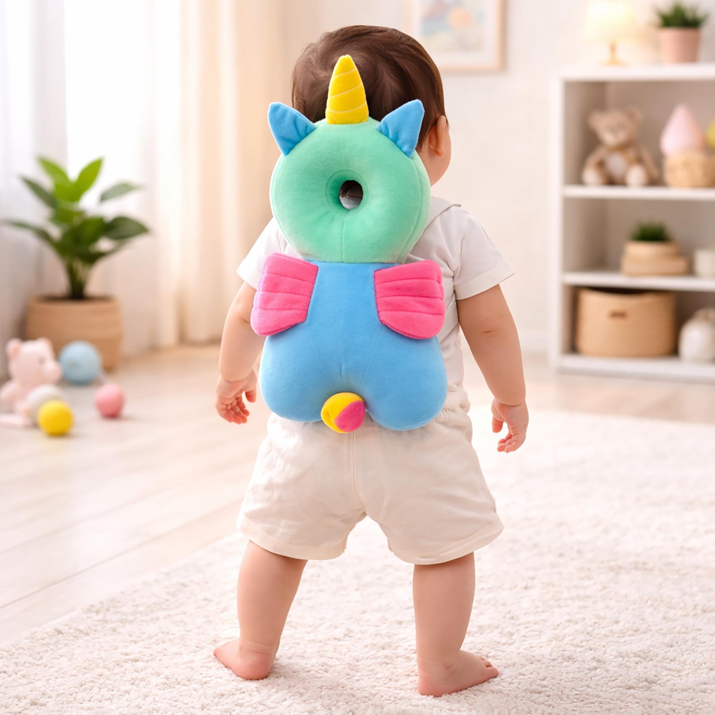 Baby Head Protector Backpack Cushion – Turtle Design | Anti-Fall Head Safety Pad for Babies | Soft Plush Toddler Head Protection Guard for Crawling & Walking (6–24 Months)
