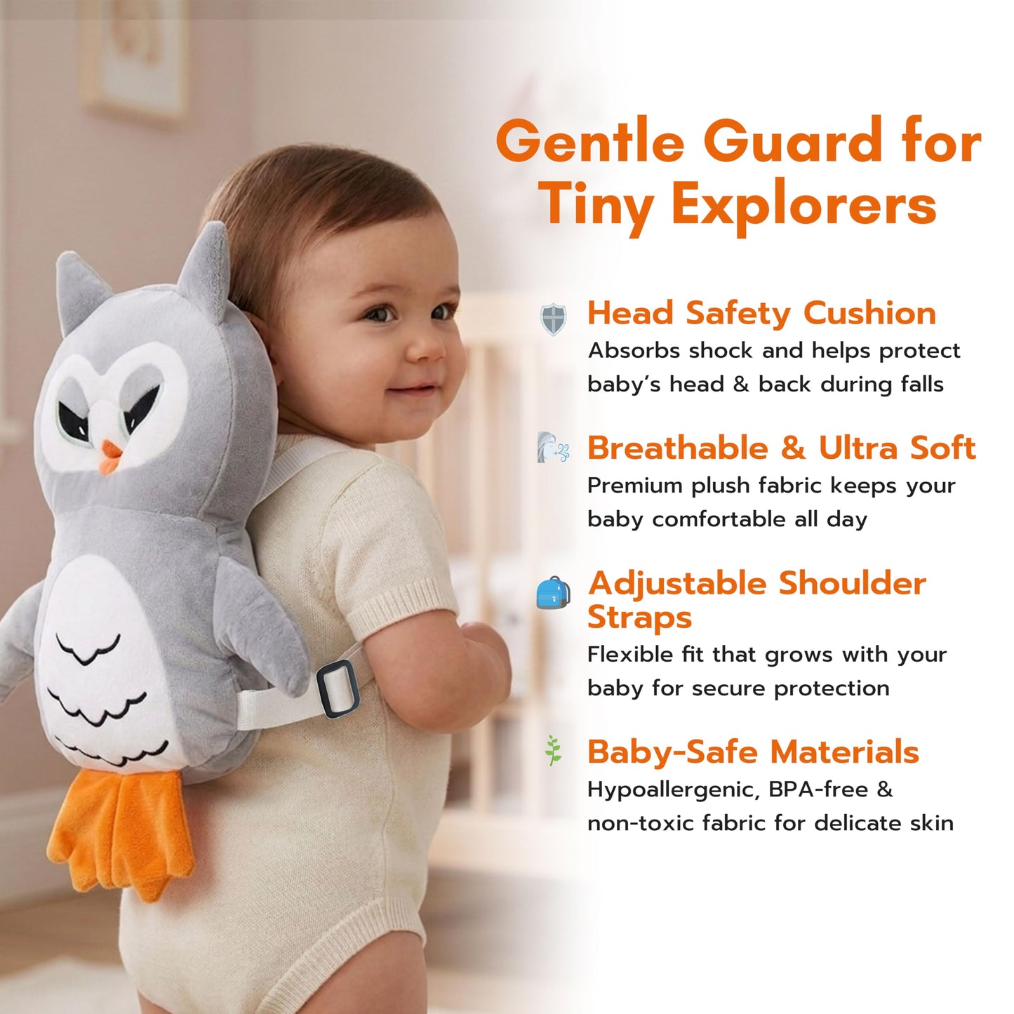 Baby Head Protector Backpack Cushion – Turtle Design | Anti-Fall Head Safety Pad for Babies | Soft Plush Toddler Head Protection Guard for Crawling & Walking (6–24 Months)