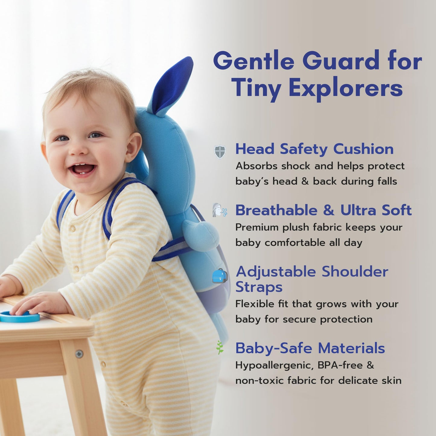 Baby Head Protector Backpack Cushion – Turtle Design | Anti-Fall Head Safety Pad for Babies | Soft Plush Toddler Head Protection Guard for Crawling & Walking (6–24 Months)