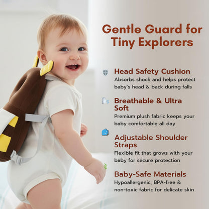 Baby Head Protector Backpack Cushion – Turtle Design | Anti-Fall Head Safety Pad for Babies | Soft Plush Toddler Head Protection Guard for Crawling & Walking (6–24 Months)