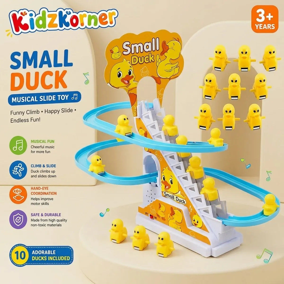 Multicolor Plastic Musical Duck Stair Climbing Light Up Toy For Kids