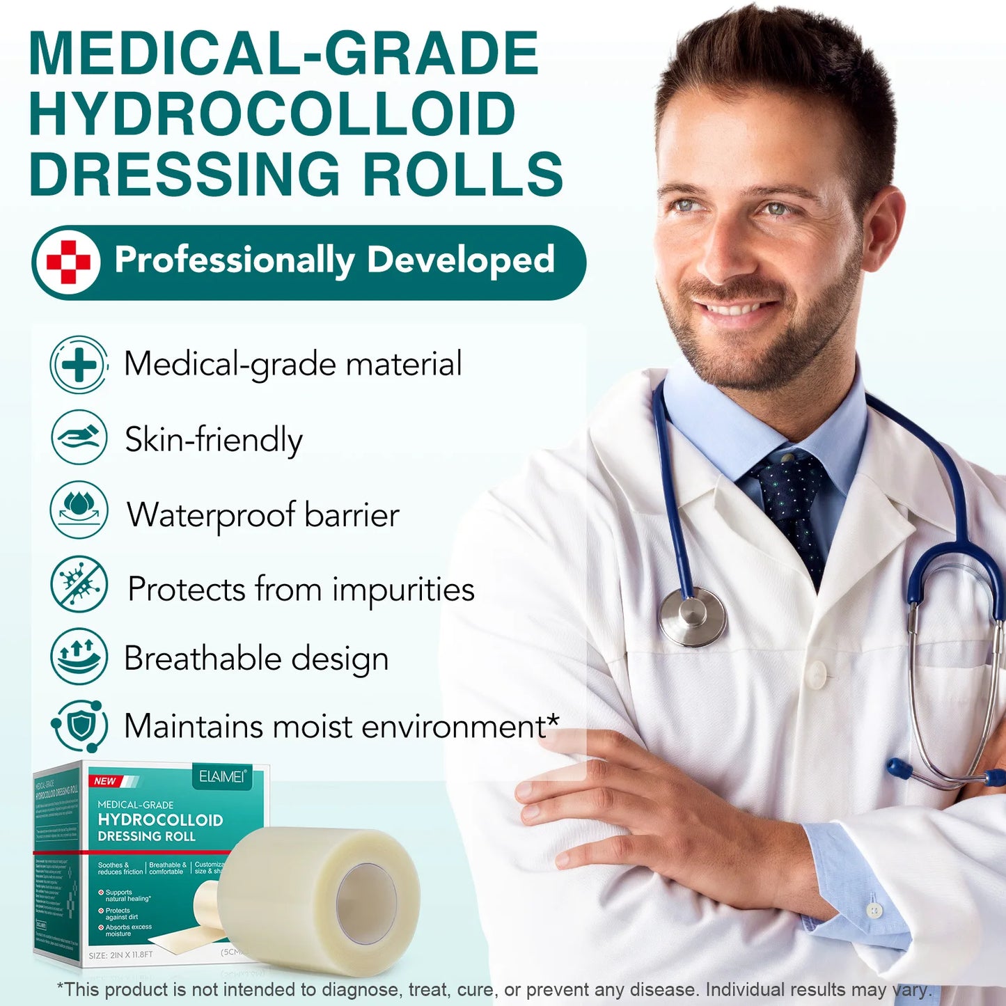 1 Roll Hydrocolloid Band Aid Dressings For Effective Wound Care Extra Thin Soft Waterproof Self-Adhesive Scar Cover Tape