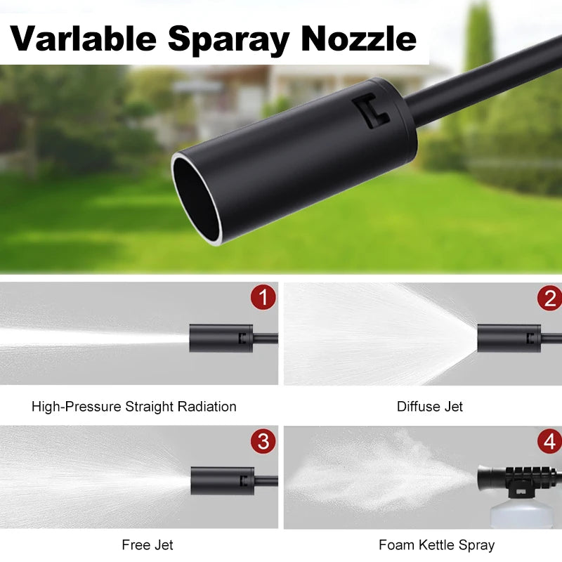 60Bar Cordless Pressure Washer, 600W Powerful Wireless Jet Wash with 20000mAh Li-ion Battery, 4 Spray Modes Portable Power Cleaner for Car Washing, Garden Patio & Outdoor Deep Cleaning