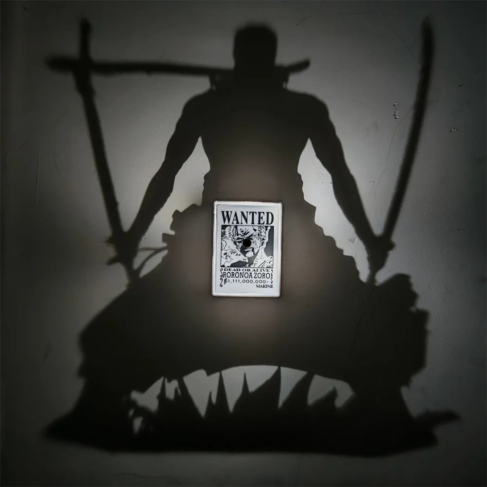 New Anime One Piece Roronoa Zoro Wall Lamp Toy Luffy Goku Shadow Light Projector Lamp Creative Anime Peripherals Collection Gift