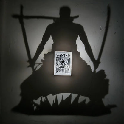 New Anime One Piece Roronoa Zoro Wall Lamp Toy Luffy Goku Shadow Light Projector Lamp Creative Anime Peripherals Collection Gift
