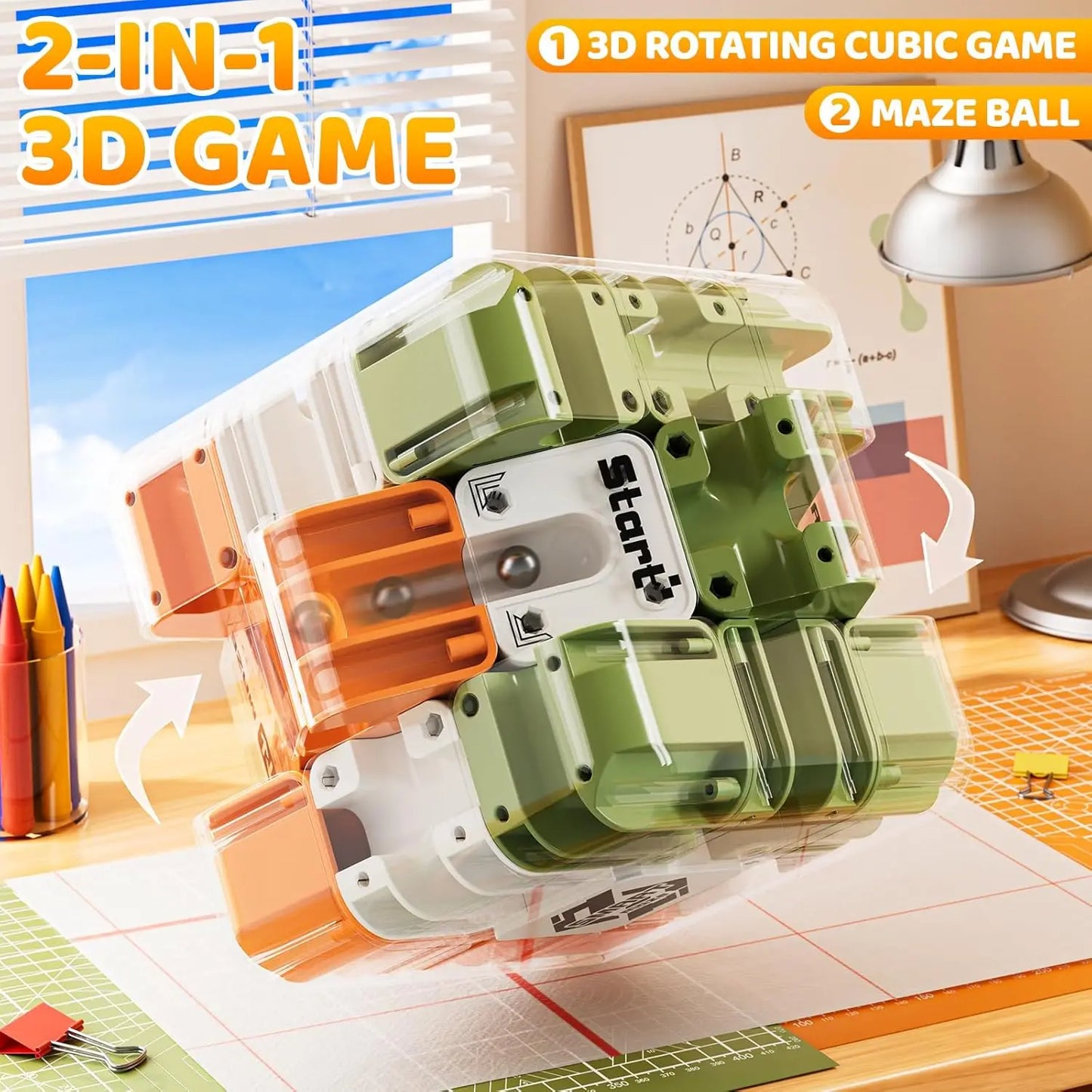 3D Labyrinth Puzzles Maze Cube Puzzle Gravity Three-Dimensional Brain Teaser Ball for Stress Relief Game Gift for Adults Teens