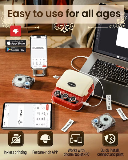 Phomemo P15 Gift Label Printer Label Printer Ribbon Label Printer Bluetooth-enabled Printing Rechargeable for Name Tag