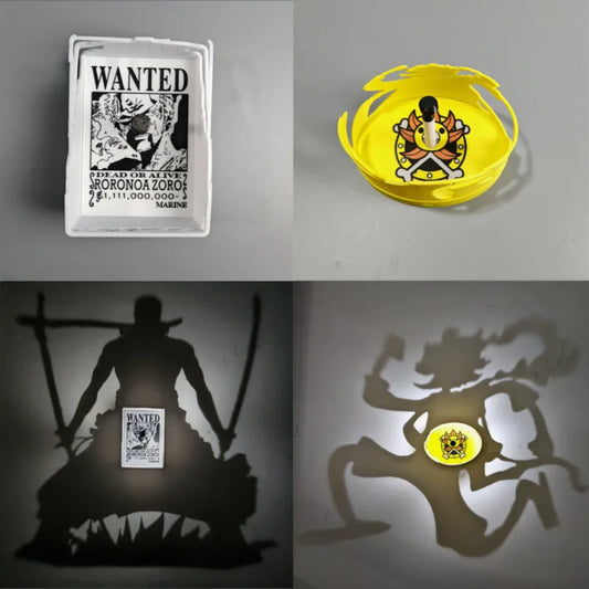 New Anime One Piece Roronoa Zoro Wall Lamp Toy Luffy Goku Shadow Light Projector Lamp Creative Anime Peripherals Collection Gift