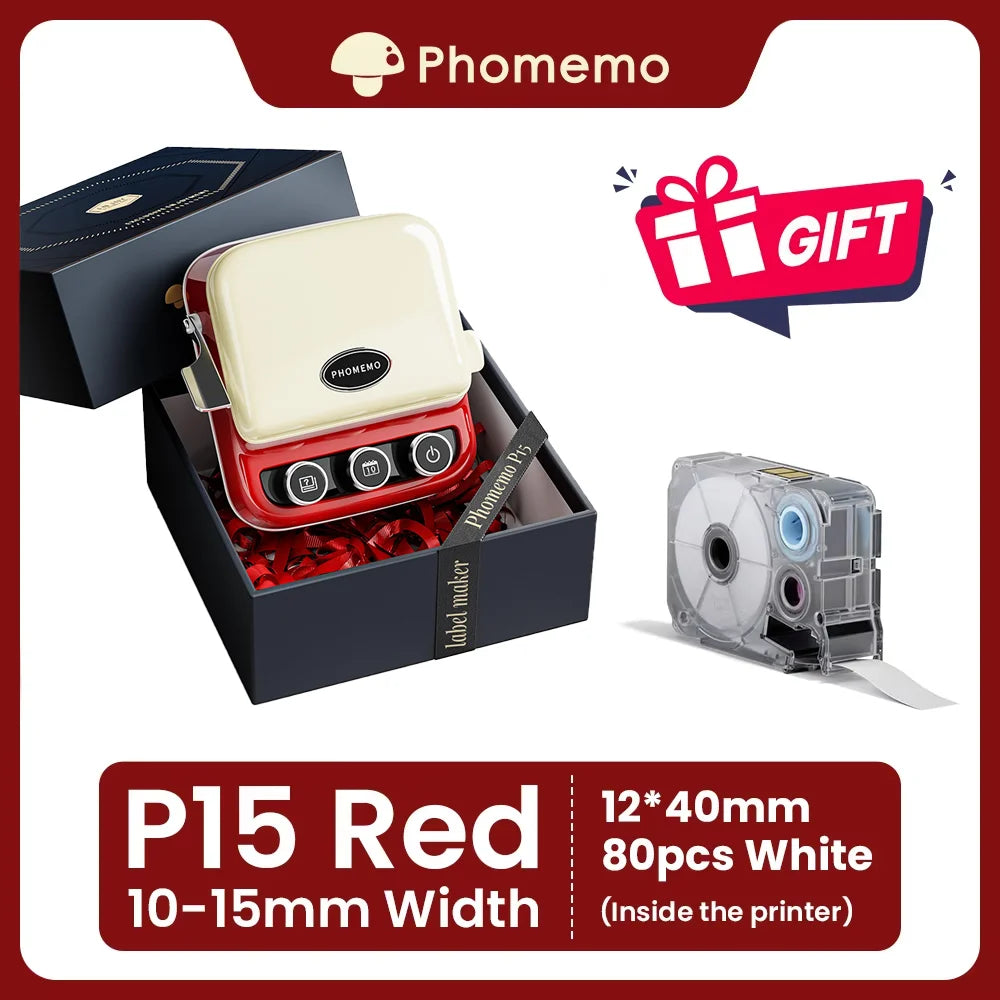 Phomemo P15 Gift Label Printer Label Printer Ribbon Label Printer Bluetooth-enabled Printing Rechargeable for Name Tag